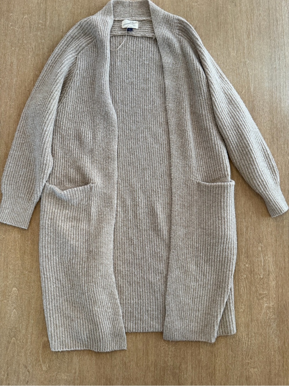 Universal Thread Oatmeal Long Open Front Ribbed Cardigan Sweater XS
